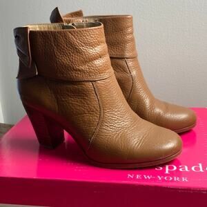 Kate Spade Caty Cognac Tumbled Leather Booties size 7